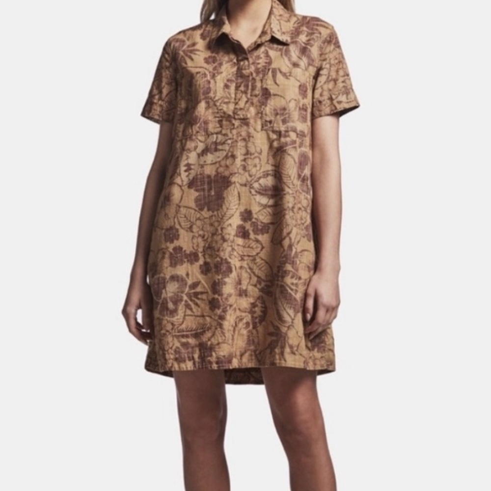 James Perse Floral Print Pocket Shirt Dress Tropical Hawaiian - Picture 1 of 11